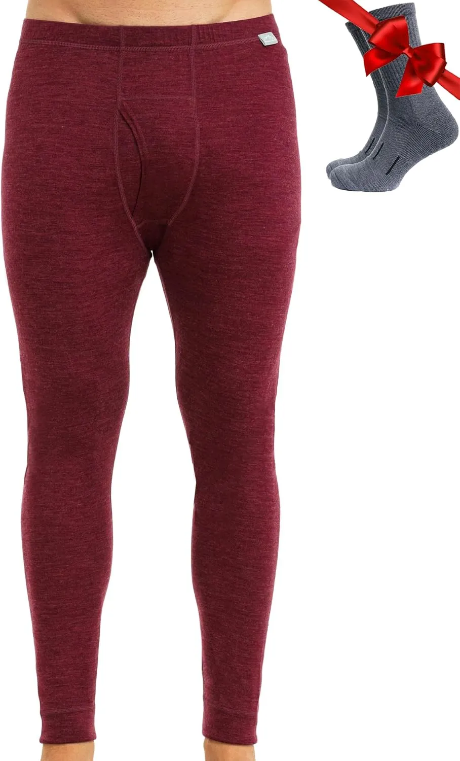 Merino Wool Base Layer Mens Bottom Pants 100% Merino Wool Heavyweight, Midweight, Lite Thermal Underwear Long Johns and Socks