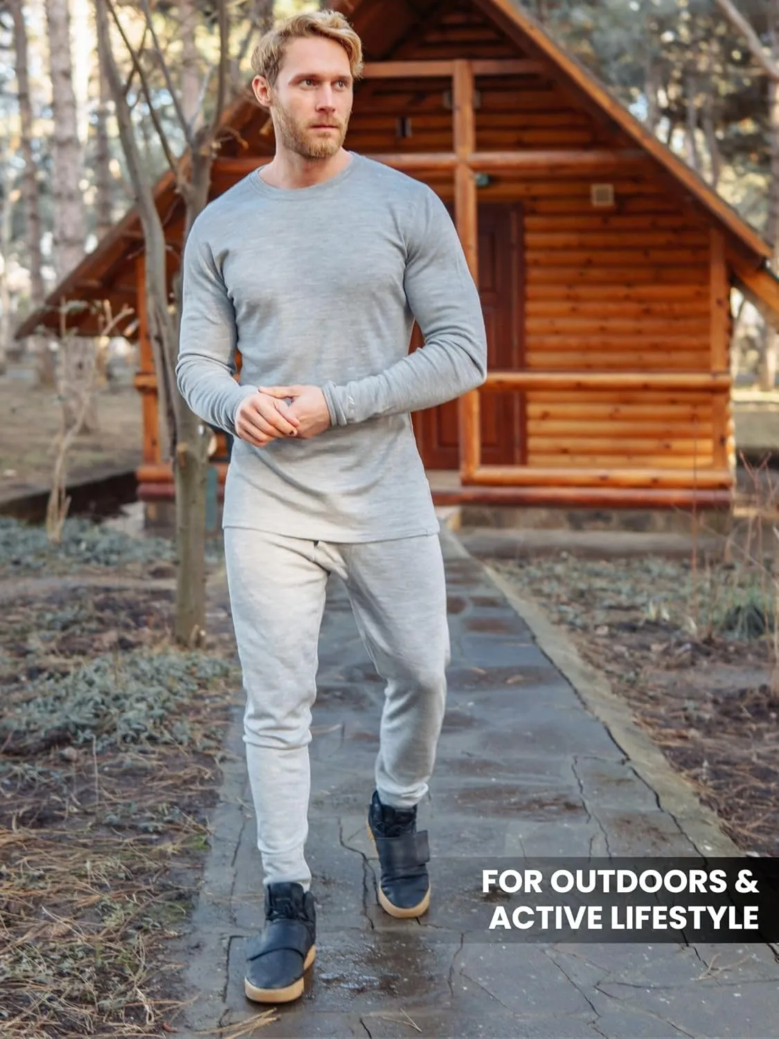 Merino Wool Base Layer Mens Bottom Pants 100% Merino Wool Heavyweight, Midweight, Lite Thermal Underwear Long Johns and Socks