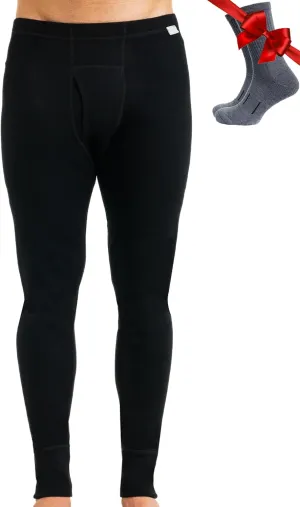 Merino Wool Base Layer Mens Bottom Pants 100% Merino Wool Heavyweight, Midweight, Lite Thermal Underwear Long Johns and Socks