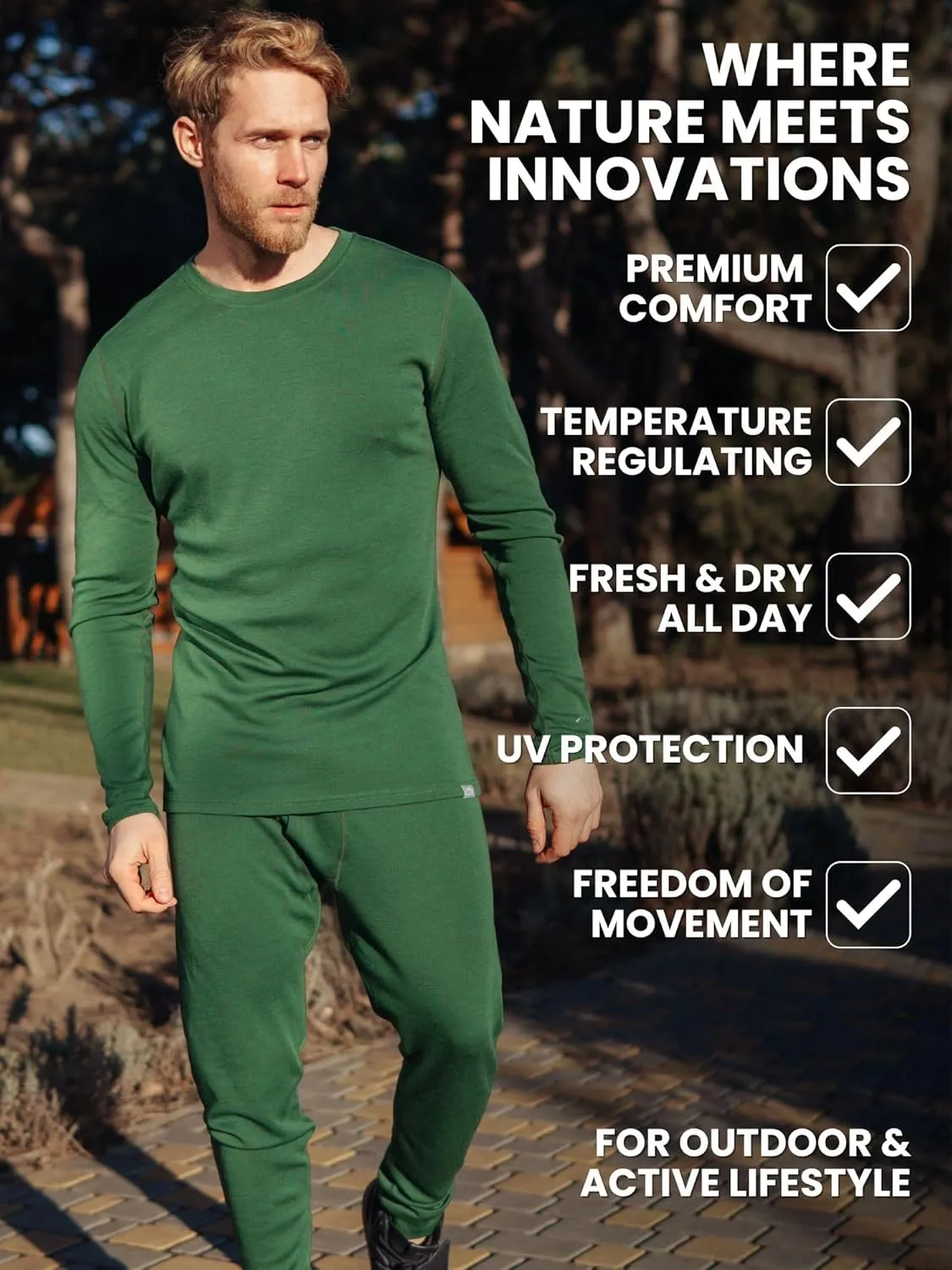 Merino Wool Base Layer Mens Bottom Pants 100% Merino Wool Heavyweight, Midweight, Lite Thermal Underwear Long Johns and Socks