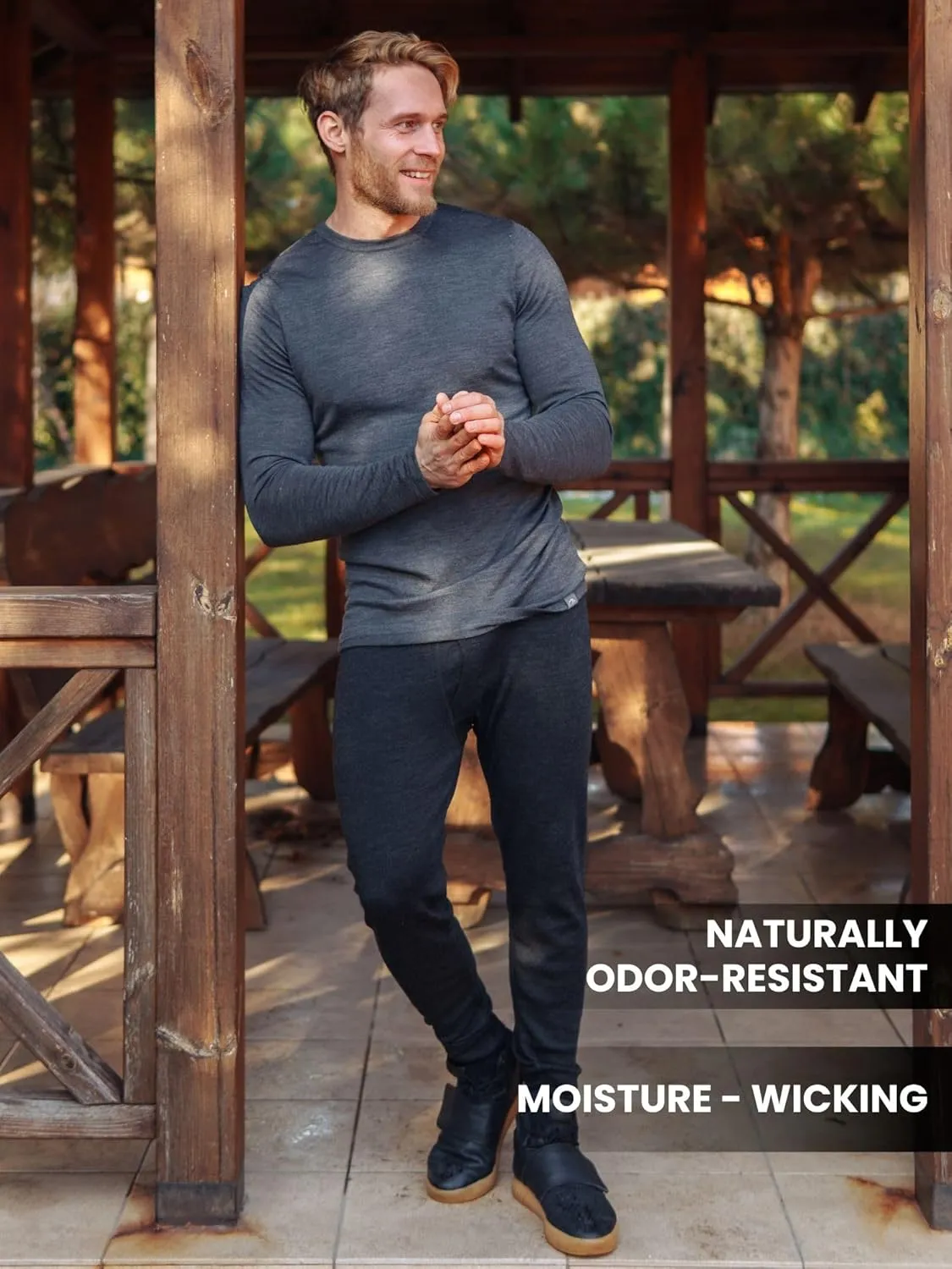 Merino Wool Base Layer Mens Bottom Pants 100% Merino Wool Heavyweight, Midweight, Lite Thermal Underwear Long Johns and Socks