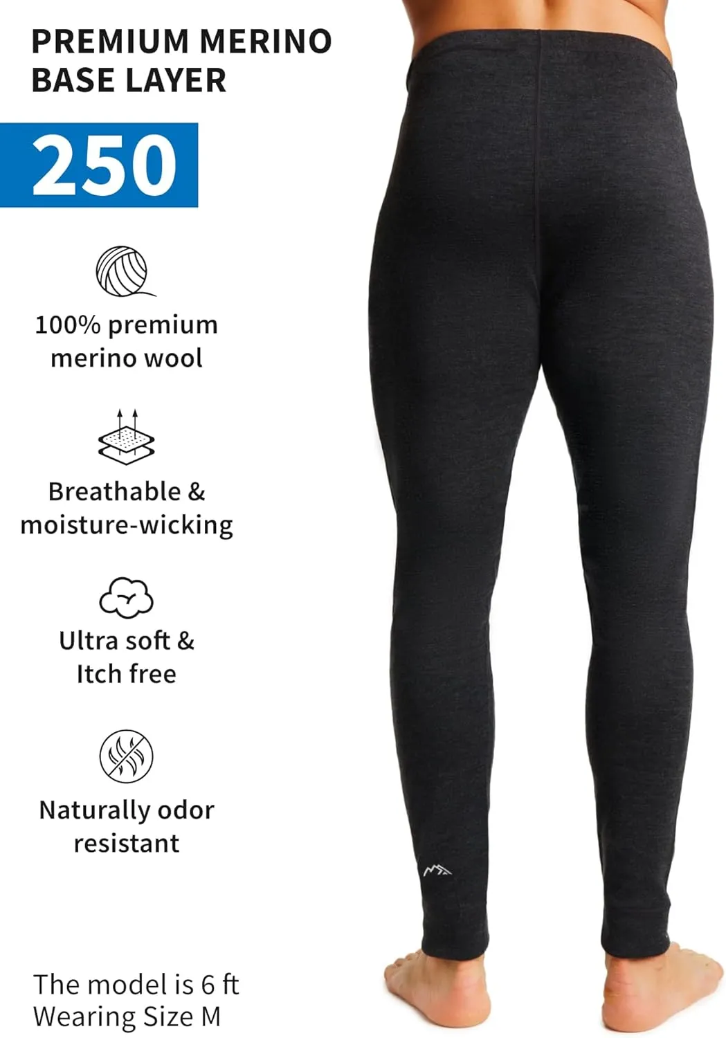 Merino Wool Base Layer Mens Bottom Pants 100% Merino Wool Heavyweight, Midweight, Lite Thermal Underwear Long Johns and Socks