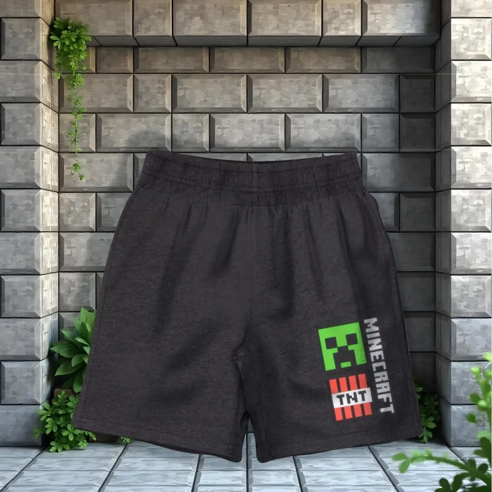 Minecraft Creeper Boys 3-Piece Set - Short Sleeve Graphic T-Shirt, Shorts & Socks - Complete Summer Outfit for Kids