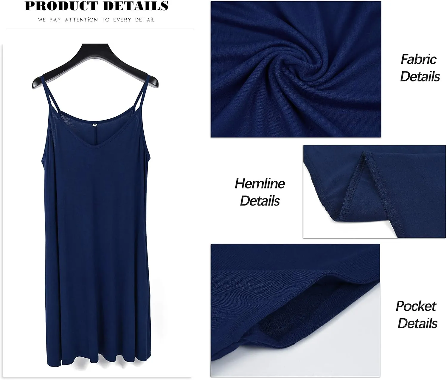 MISFAY Women's Summer Spaghetti Strap Casual Swing Tank Beach Cover Up Dress with Pockets
