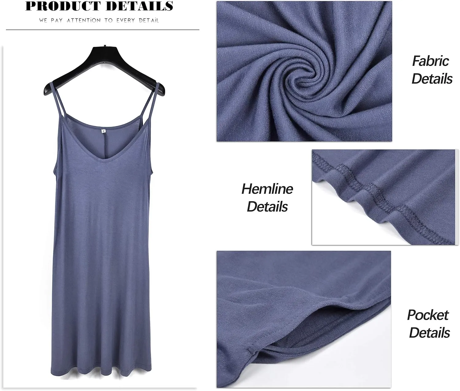 MISFAY Women's Summer Spaghetti Strap Casual Swing Tank Beach Cover Up Dress with Pockets