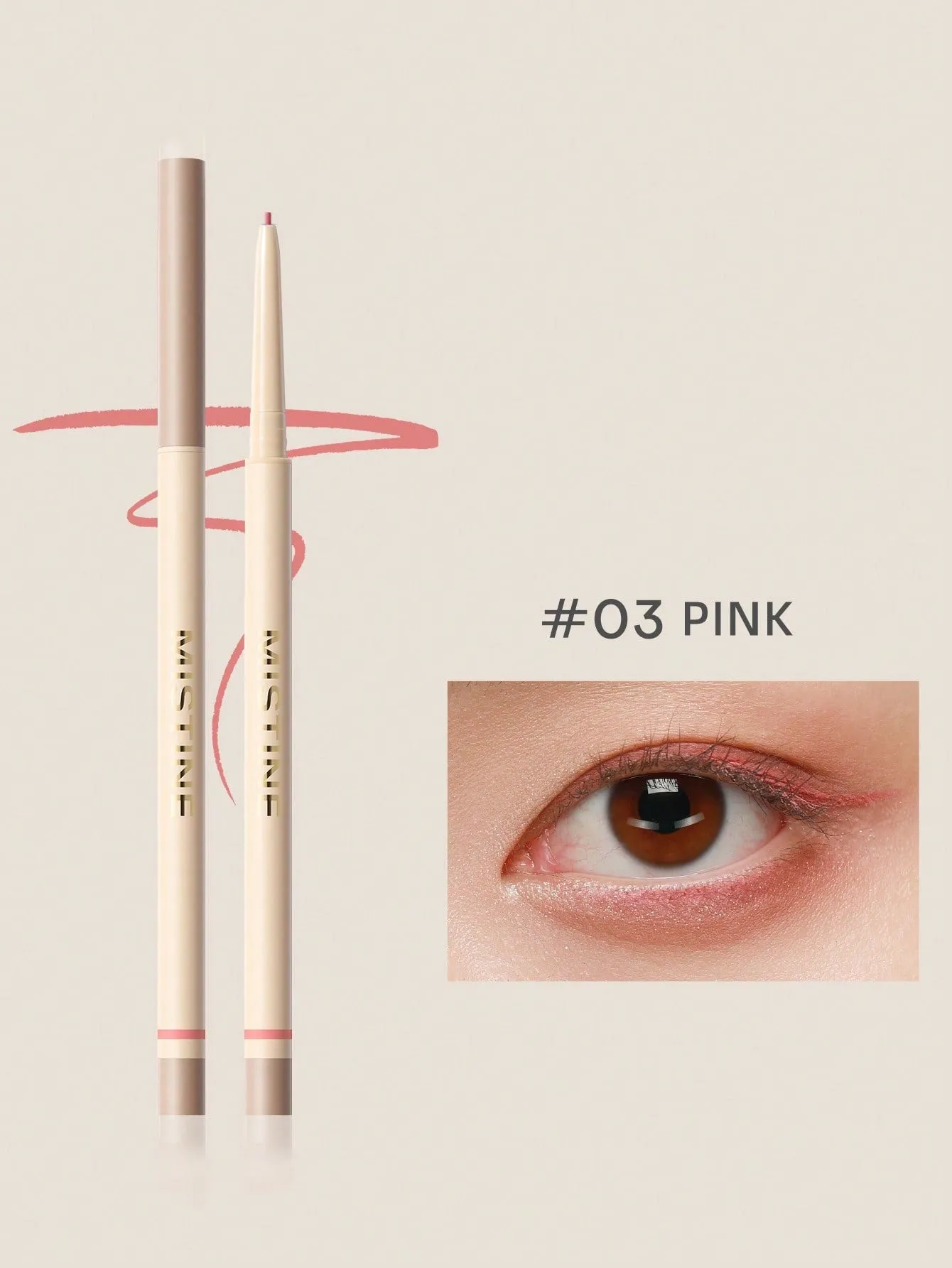 MISTINE Pencil Eyeliner, Super Stay Eye Makeup, Waterproof, Smudgeproof, Longwearing With Ultra-Fine Tip, 0.05g 1 Pack