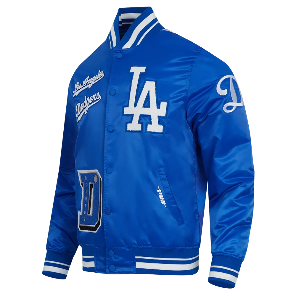MLB LOS ANGELES DODGERS MEN'S SUBLIMATED SATIN JACKET-MIDNIGHT SKY (EGGSHELL/ ROYAL BLUE)