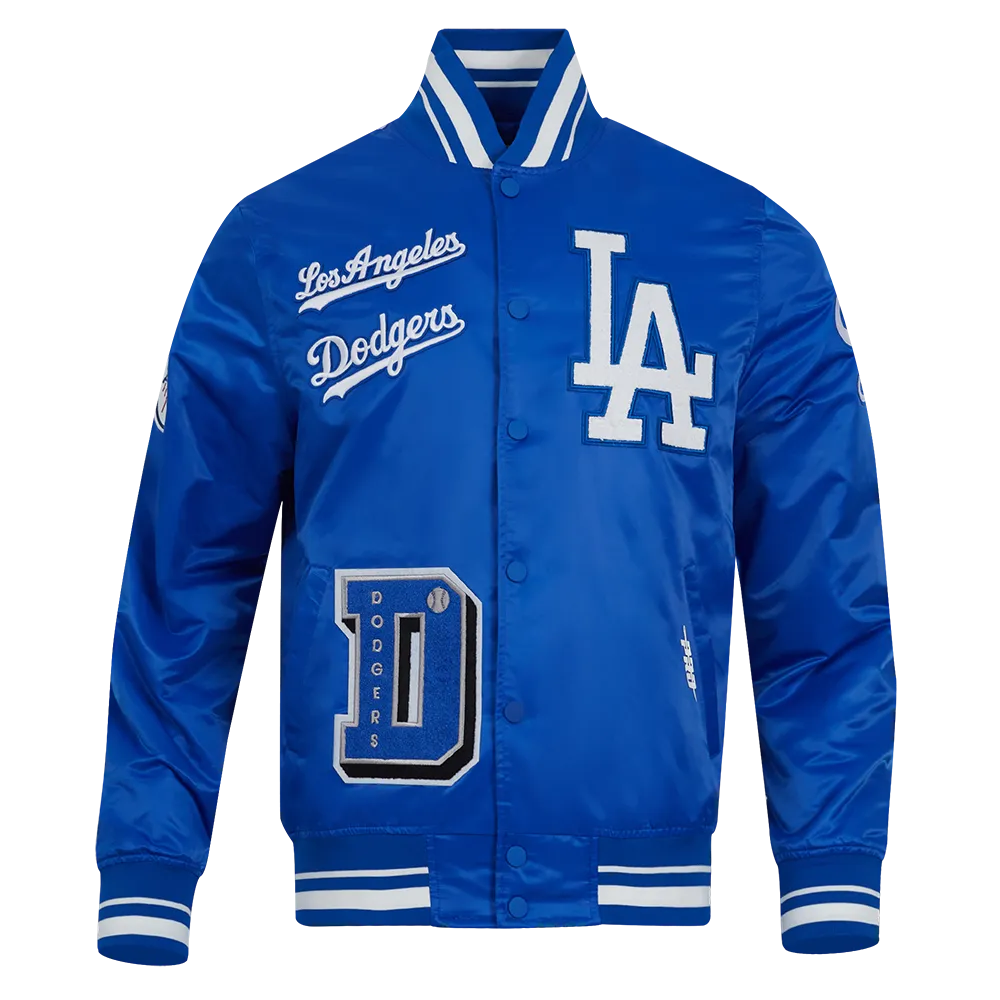 MLB LOS ANGELES DODGERS MEN'S SUBLIMATED SATIN JACKET-MIDNIGHT SKY (EGGSHELL/ ROYAL BLUE)