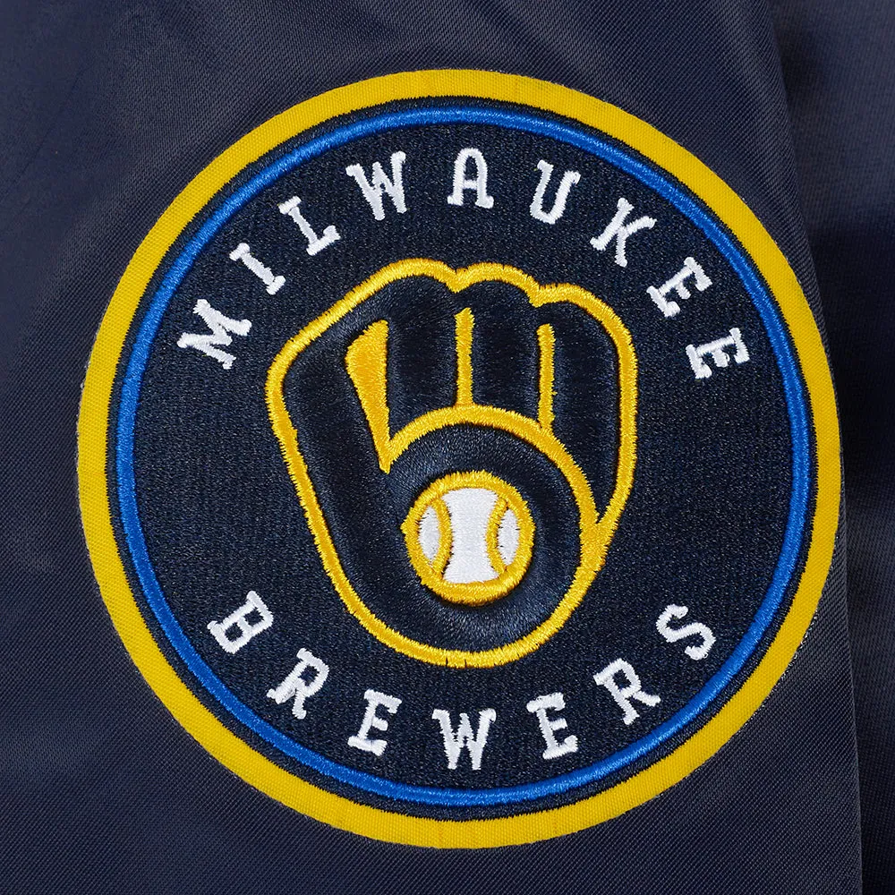 MLB MILWAUKEE BREWERS CLASSIC WOMEN'S SATIN JACKET (MIDNIGHT NAVY)