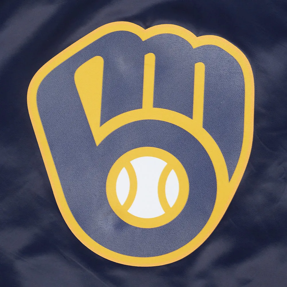 MLB MILWAUKEE BREWERS CLASSIC WOMEN'S SATIN JACKET (MIDNIGHT NAVY)