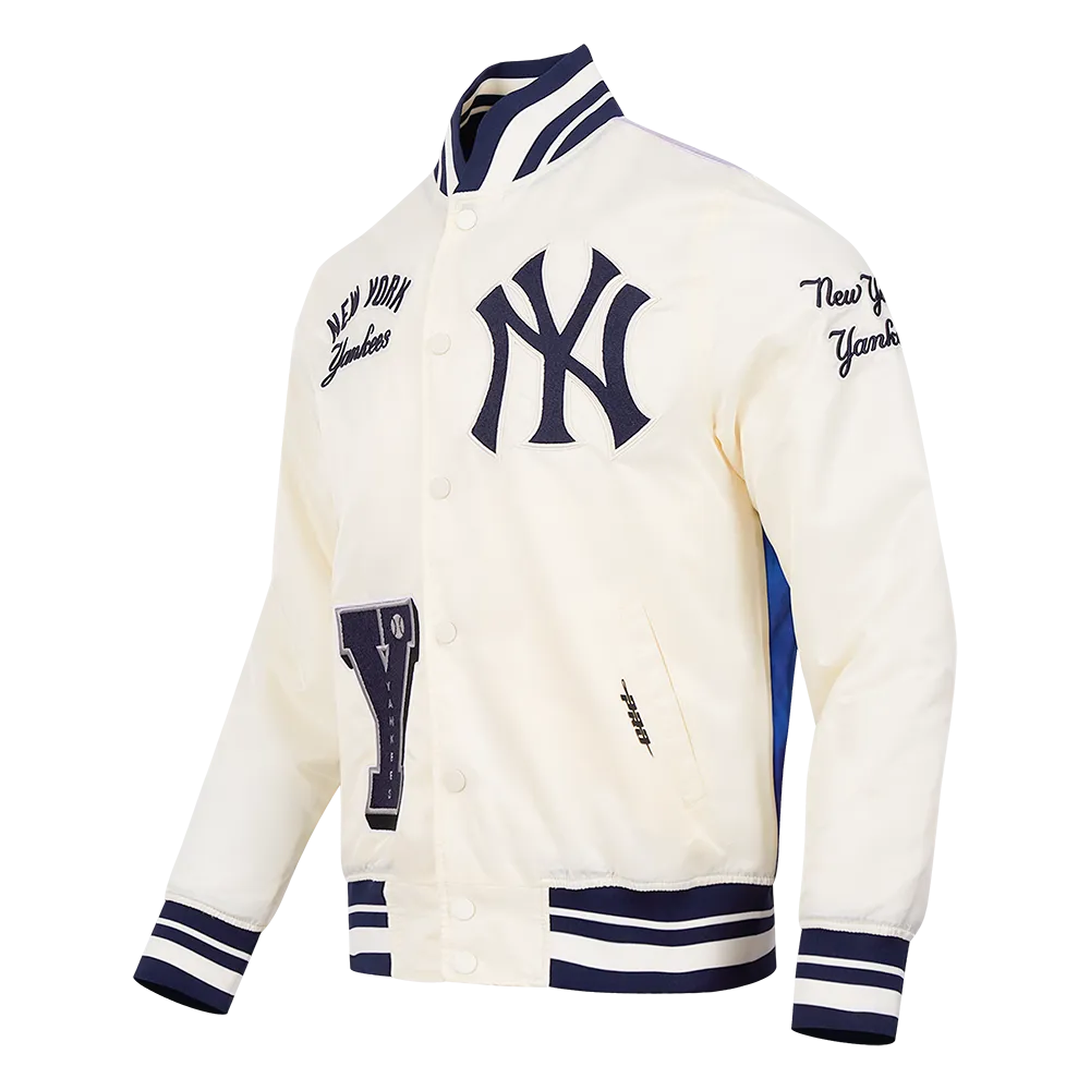 MLB NEW YORK YANKEES MEN'S SUBLIMATED SATIN JACKET-MIDNIGHT SKY (EGGSHELL/ MIDNIGHT NAVY)