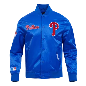 MLB PHILADELPHIA PHILLIES SOUVENIR MEN'S SATIN JACKET (ROYAL BLUE)