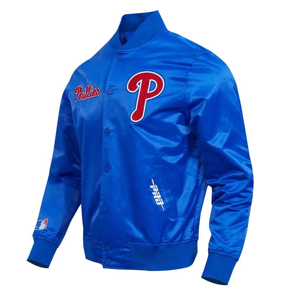 MLB PHILADELPHIA PHILLIES SOUVENIR MEN'S SATIN JACKET (ROYAL BLUE)