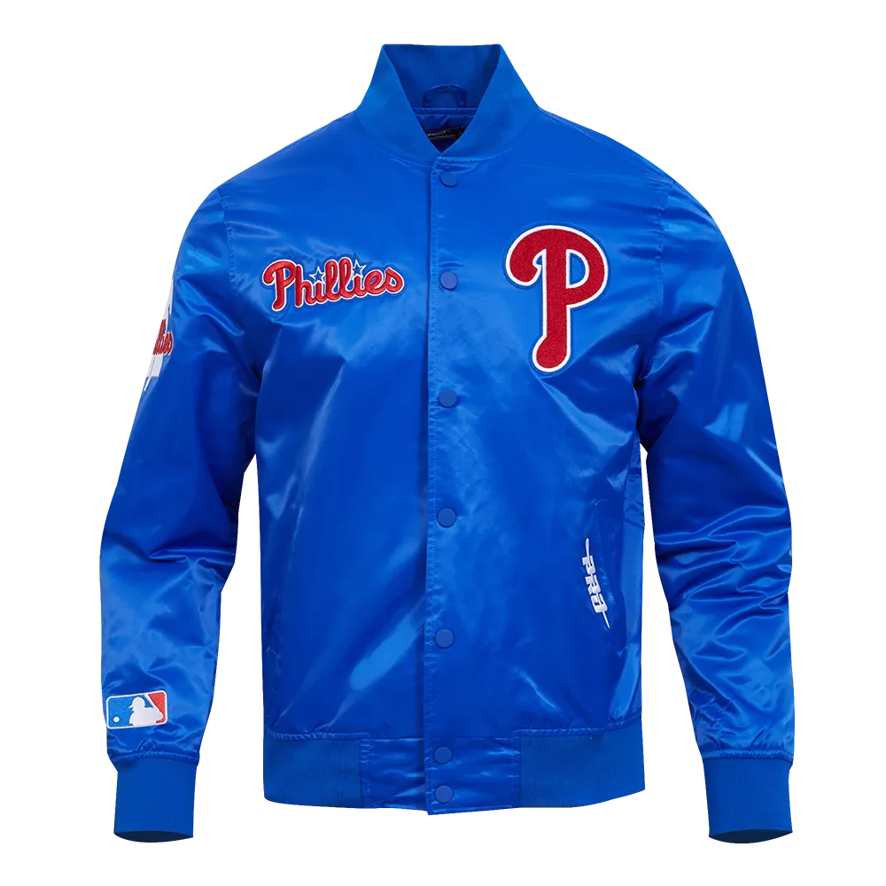 MLB PHILADELPHIA PHILLIES SOUVENIR MEN'S SATIN JACKET (ROYAL BLUE)