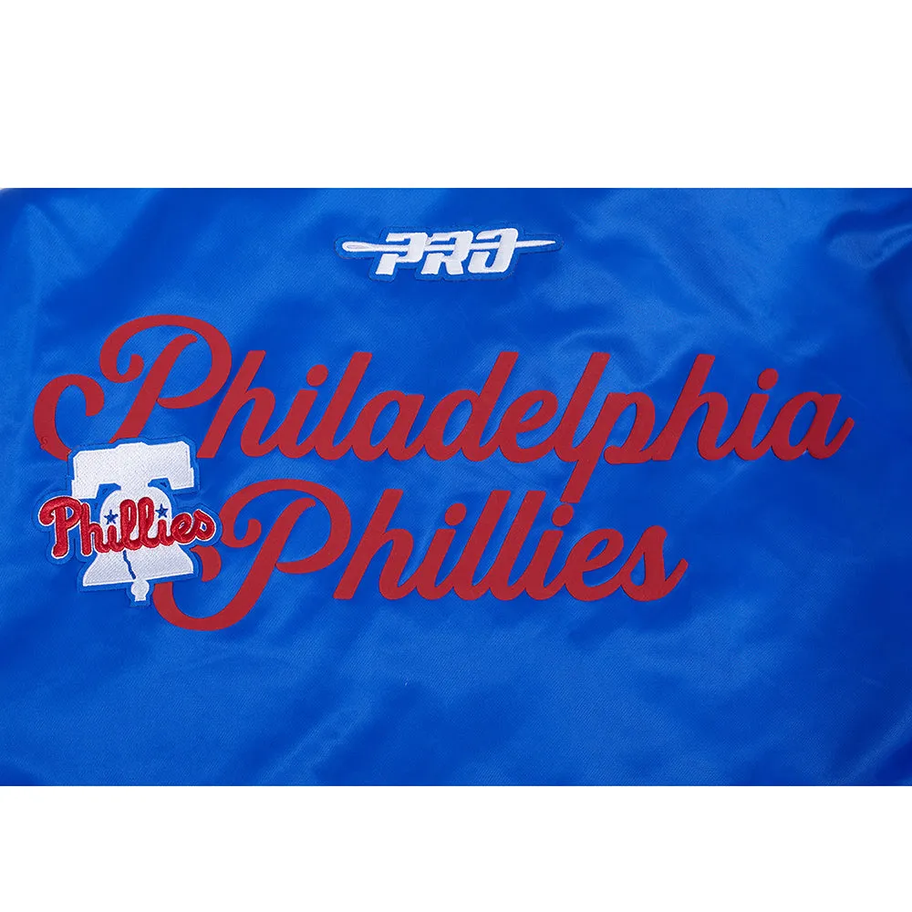 MLB PHILADELPHIA PHILLIES SOUVENIR MEN'S SATIN JACKET (ROYAL BLUE)
