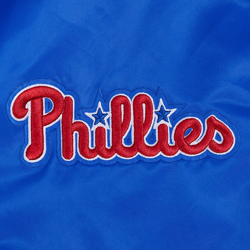 MLB PHILADELPHIA PHILLIES SOUVENIR MEN'S SATIN JACKET (ROYAL BLUE)