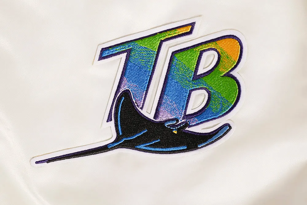 MLB TAMPA BAY RAYS RETRO CLASSIC WOMEN'S RIB SATIN JACKET (EGGSHELL/ MIDNIGHT NAVY)