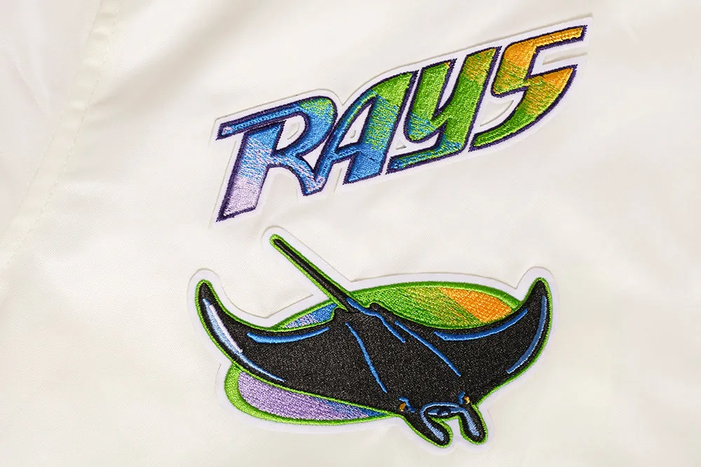 MLB TAMPA BAY RAYS RETRO CLASSIC WOMEN'S RIB SATIN JACKET (EGGSHELL/ MIDNIGHT NAVY)