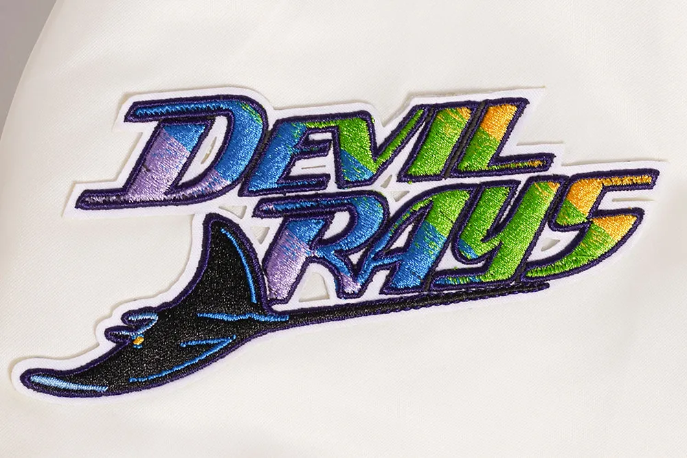 MLB TAMPA BAY RAYS RETRO CLASSIC WOMEN'S RIB SATIN JACKET (EGGSHELL/ MIDNIGHT NAVY)