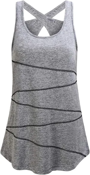 MOQIVGI Womens Sleeveless Loose Fit Racerback Workout Gym Yoga Running Tank Tops