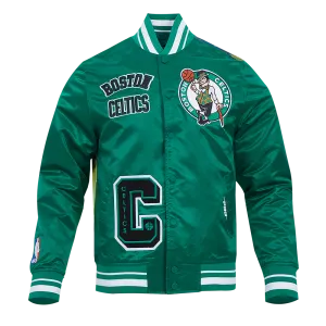 NBA BOSTON CELTICS SUBLIMATED MEN'S SATIN JACKET-GREEN SKY (KELLY GREEN)