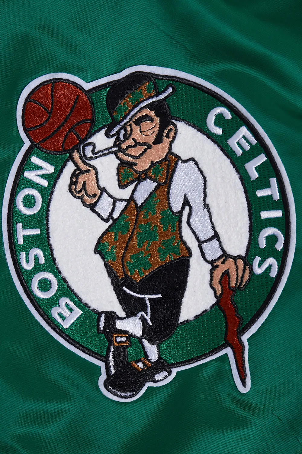 NBA BOSTON CELTICS SUBLIMATED MEN'S SATIN JACKET-GREEN SKY (KELLY GREEN)