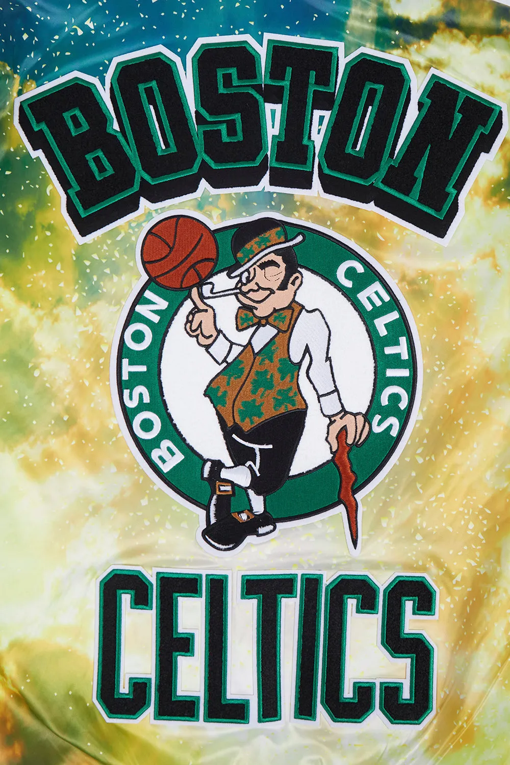 NBA BOSTON CELTICS SUBLIMATED MEN'S SATIN JACKET-GREEN SKY (KELLY GREEN)