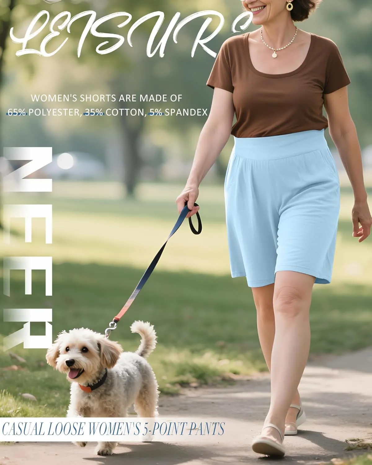 Neer 3 Pack Women's Bermuda Shorts, High Waist Cotton Stretch Casual Bottoms Knee Length Summer Athletic Short with Pockets