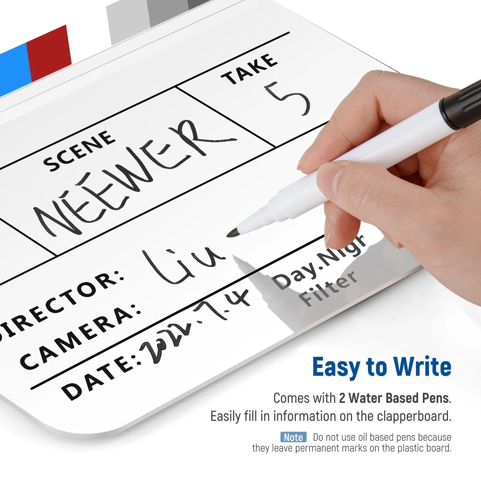 NEEWER Acrylic Plastic Director's Film Clapboard Cut
