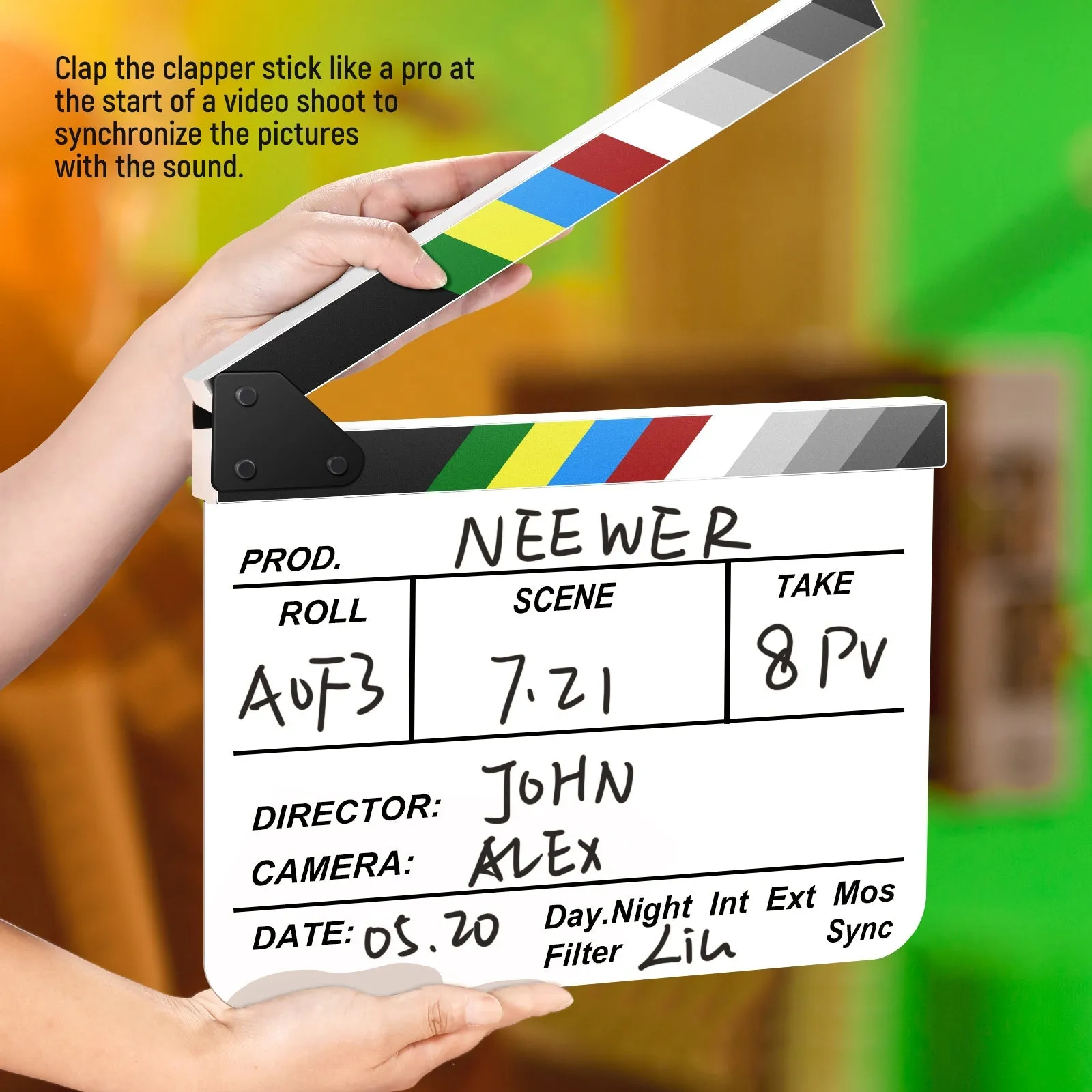 NEEWER Acrylic Plastic Director's Film Clapboard Cut