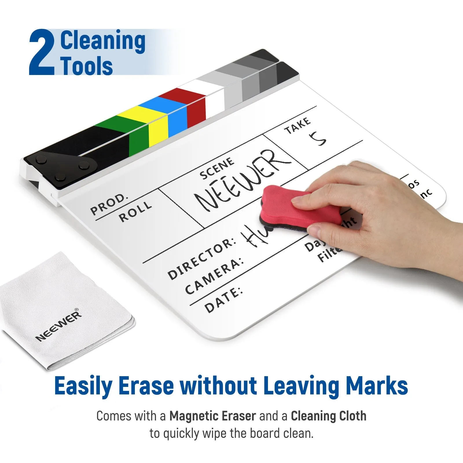 NEEWER Acrylic Plastic Director's Film Clapboard Cut
