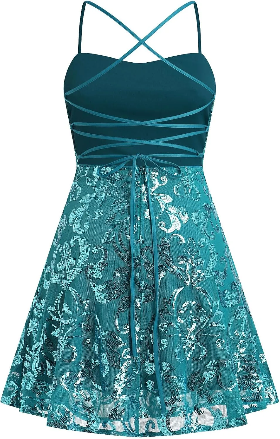 ODIZLI Short Prom Sequin Dresses for Teens Skater Dress for Women Spaghetti Straps Sparkly A Line Swing Dresses