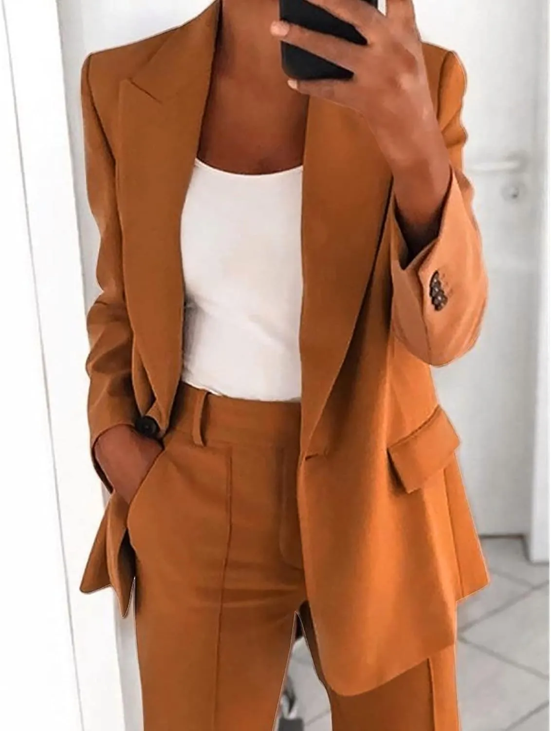 Pants Suits for Women Dressy 2 Piece Casual Plus Size Open Front Blazer Pant Suit Set Wedding Prom Work Business Suit