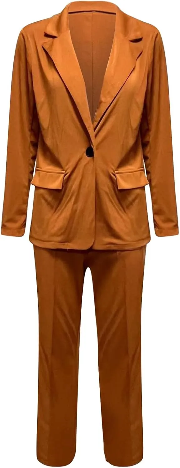 Pants Suits for Women Dressy 2 Piece Casual Plus Size Open Front Blazer Pant Suit Set Wedding Prom Work Business Suit