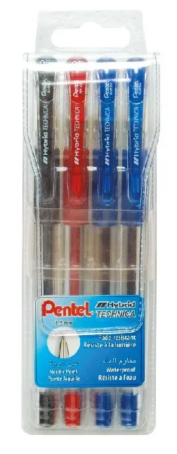 Pentel KN105 Hybrid Technica Ballpen 0.5mm Wallet of 4 Pcs