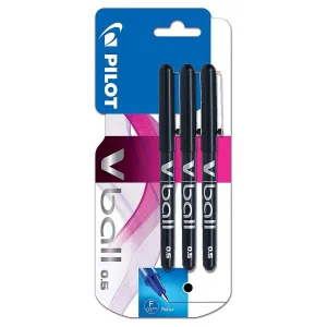 Pilot V Ball F 0.5 Black Rollerball Pen (3 Pack)