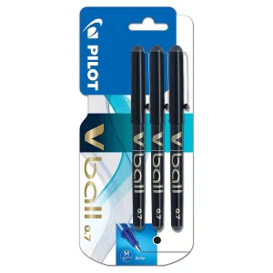 Pilot V Ball M 0.7 Black Rollerball Pen (3 Pack)
