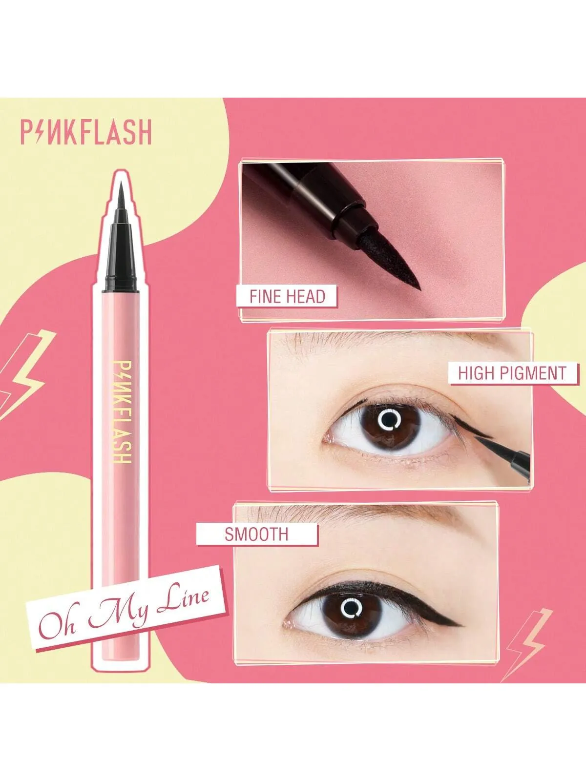 PINKFLASH Waterproof Liquid Eyeliner Evenly pigmented Long lasting Eyeliner Pencil