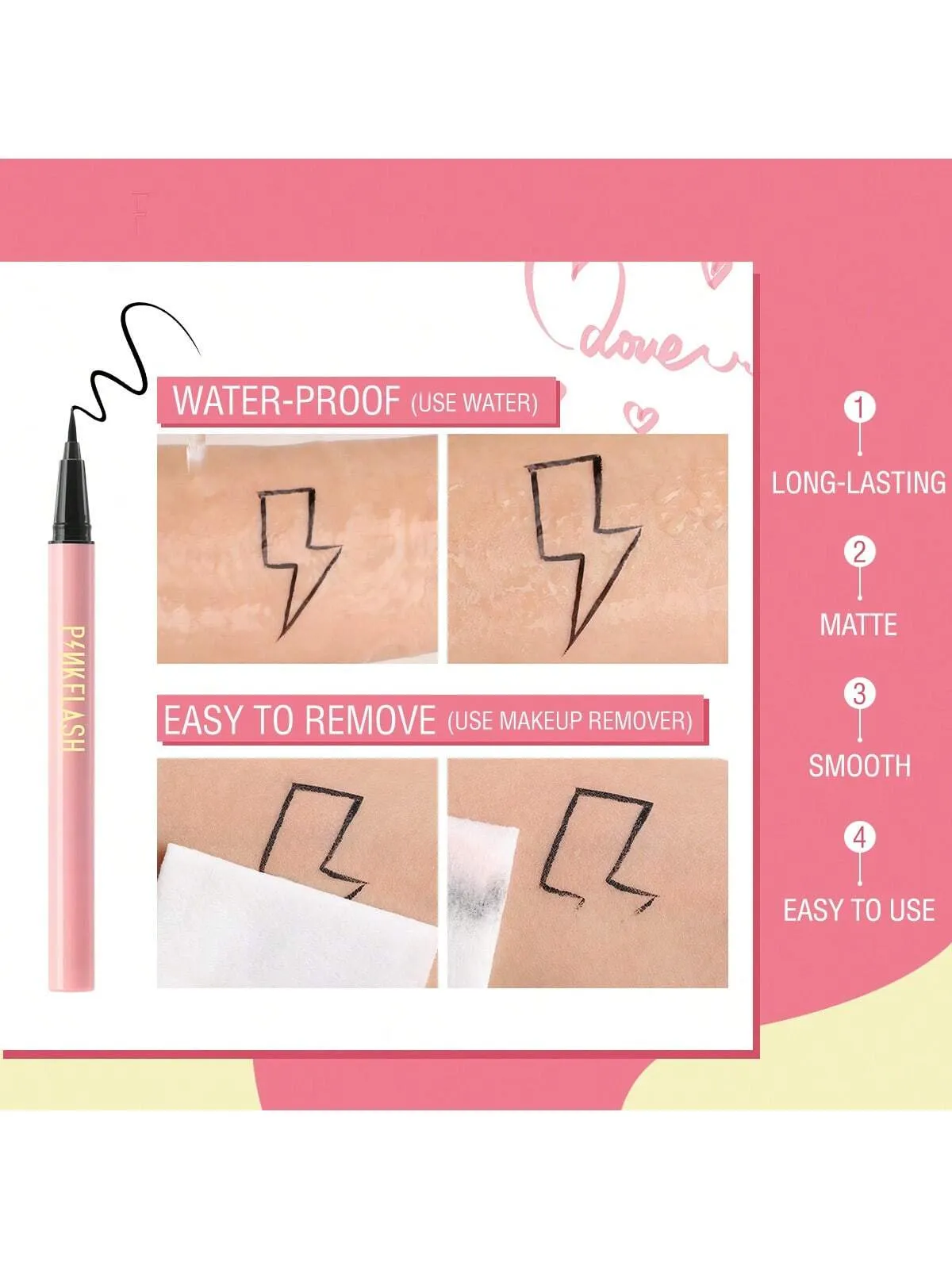 PINKFLASH Waterproof Liquid Eyeliner Evenly pigmented Long lasting Eyeliner Pencil