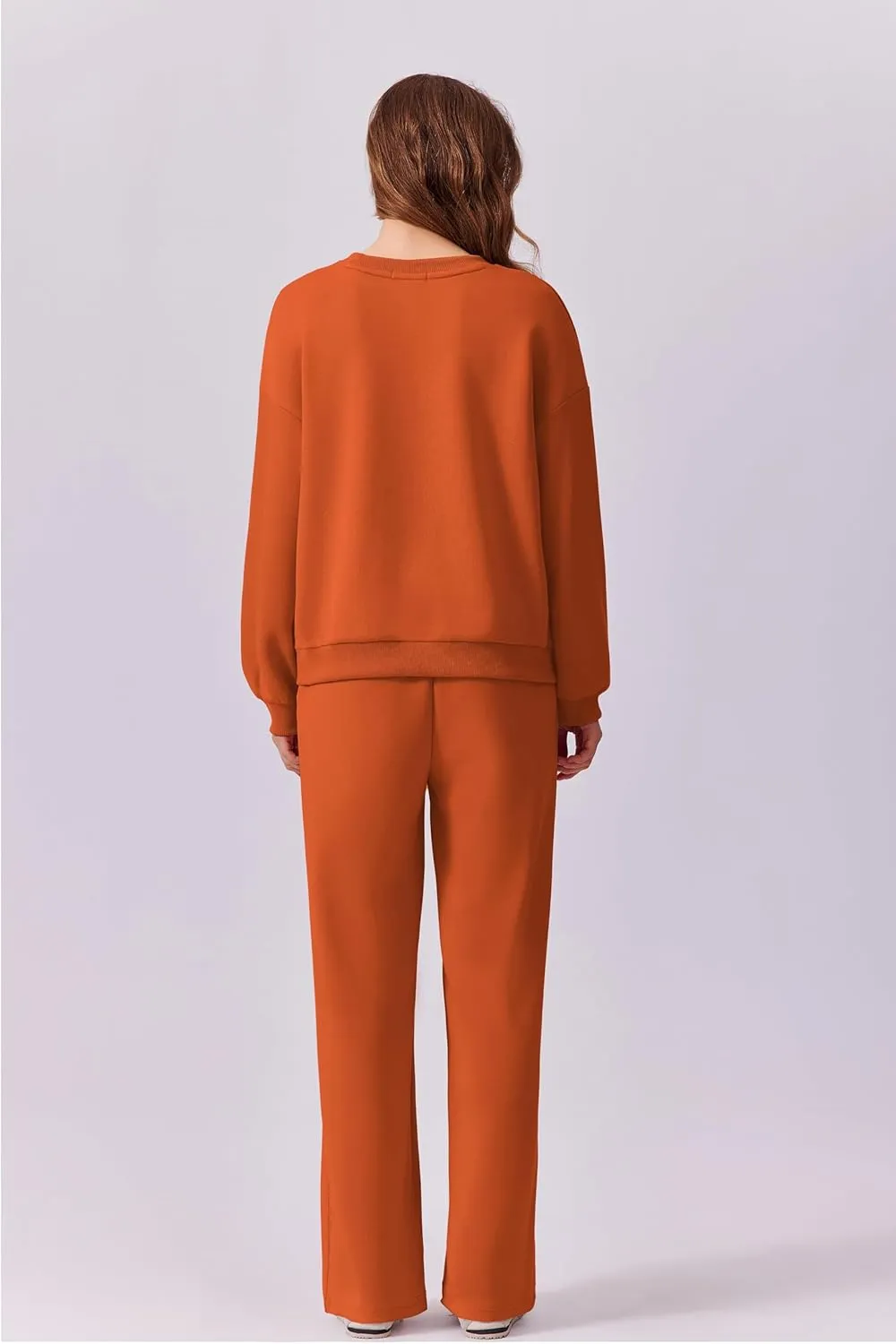PINSPARK 2 Piece Sets For Women Long Sleeve Sweatshirts Drawstring Straight Leg Pants Fall Travel Airport Outfits 2025
