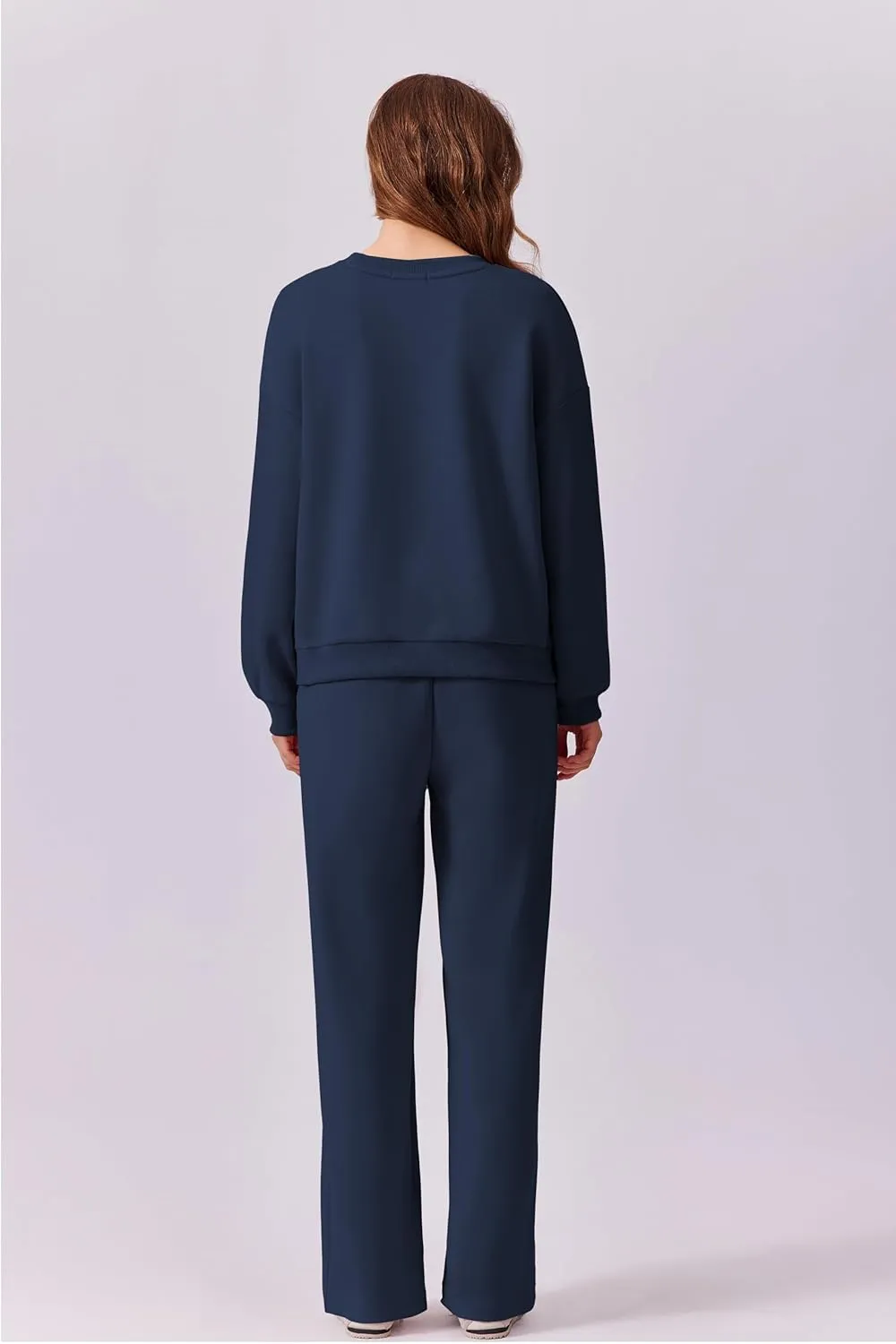 PINSPARK 2 Piece Sets For Women Long Sleeve Sweatshirts Drawstring Straight Leg Pants Fall Travel Airport Outfits 2025