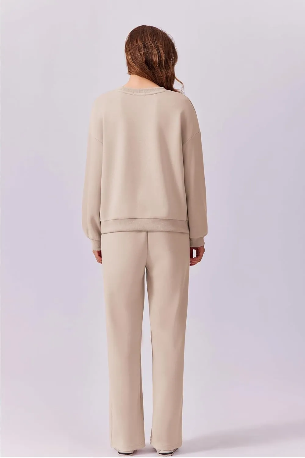 PINSPARK 2 Piece Sets For Women Long Sleeve Sweatshirts Drawstring Straight Leg Pants Fall Travel Airport Outfits 2025