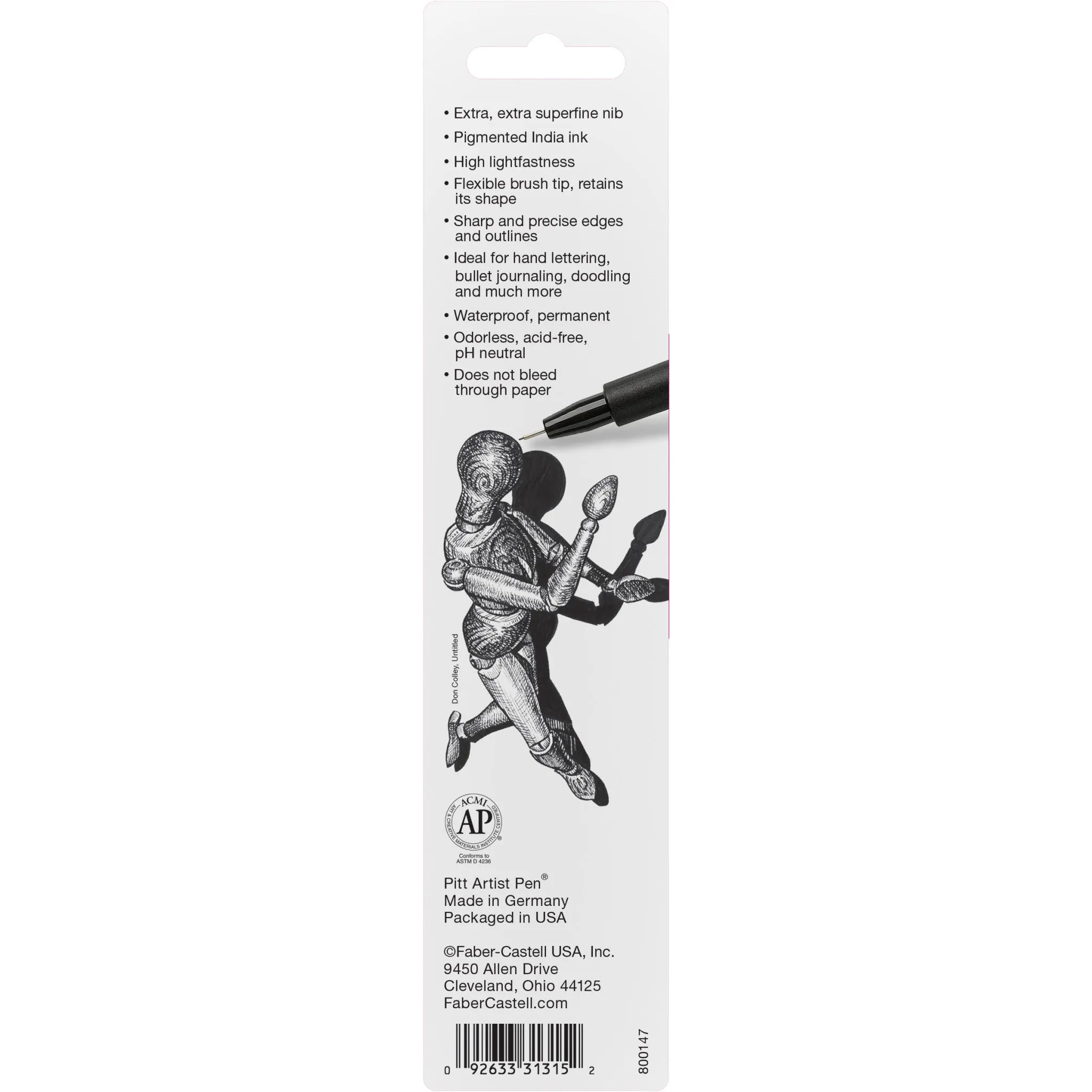 Pitt Artist Pen, Extra Extra Superfine - #199 Black - #800147