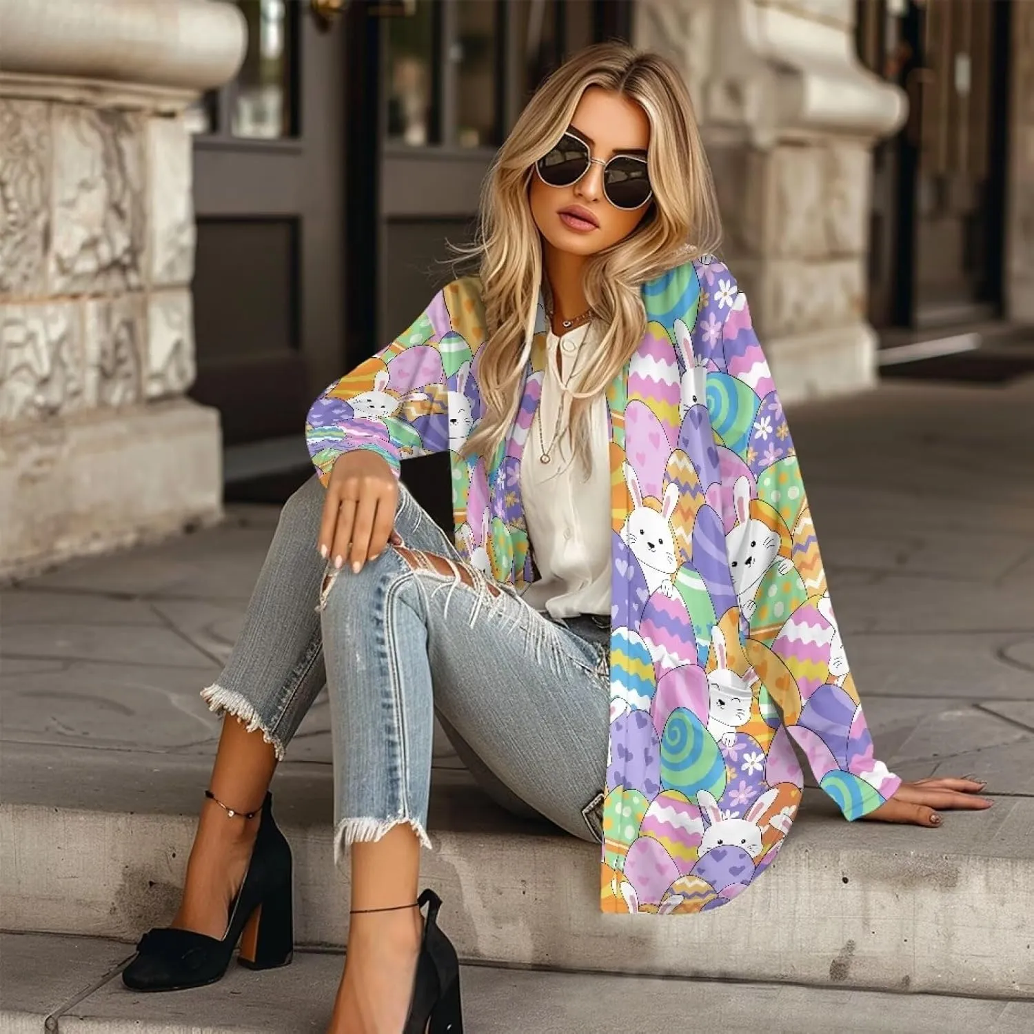 POLERO Long Sleeve Women Cardigan Casual Open Front Cardigan Coats with Pockets Trendy Outwear