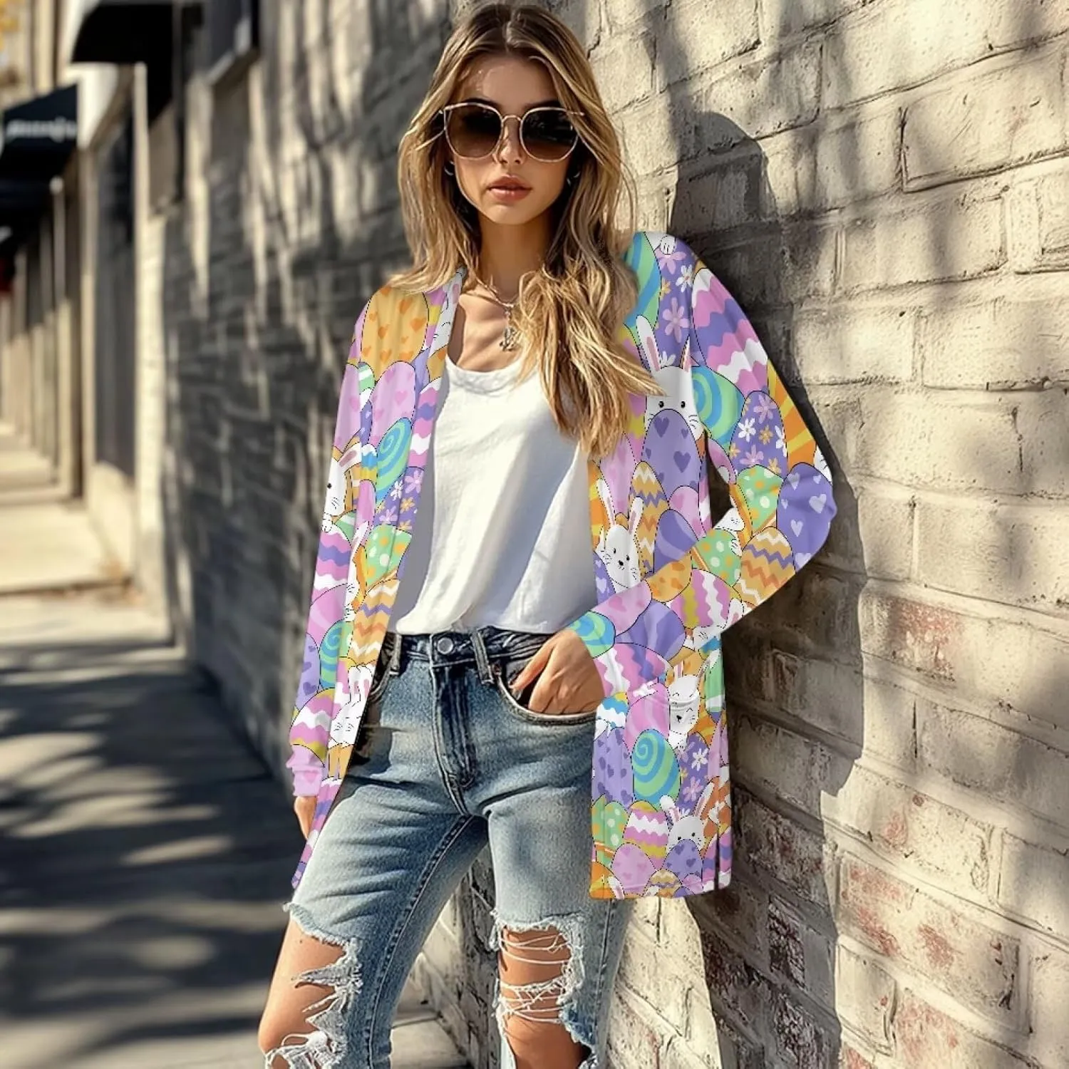 POLERO Long Sleeve Women Cardigan Casual Open Front Cardigan Coats with Pockets Trendy Outwear