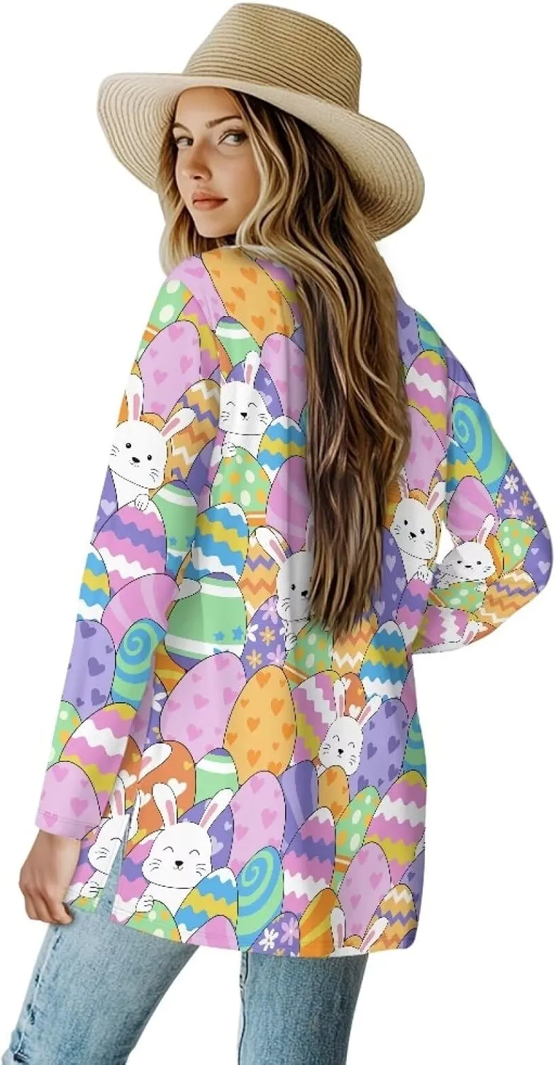 POLERO Long Sleeve Women Cardigan Casual Open Front Cardigan Coats with Pockets Trendy Outwear