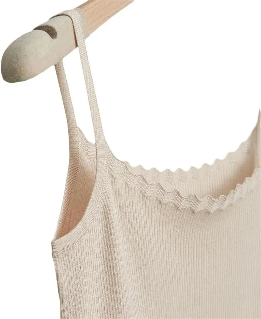 Rfmfkkg Women Sleeveless U-Collarvest Silk Elegant Camisole Knit Tank Spaghetti Straps Blouse