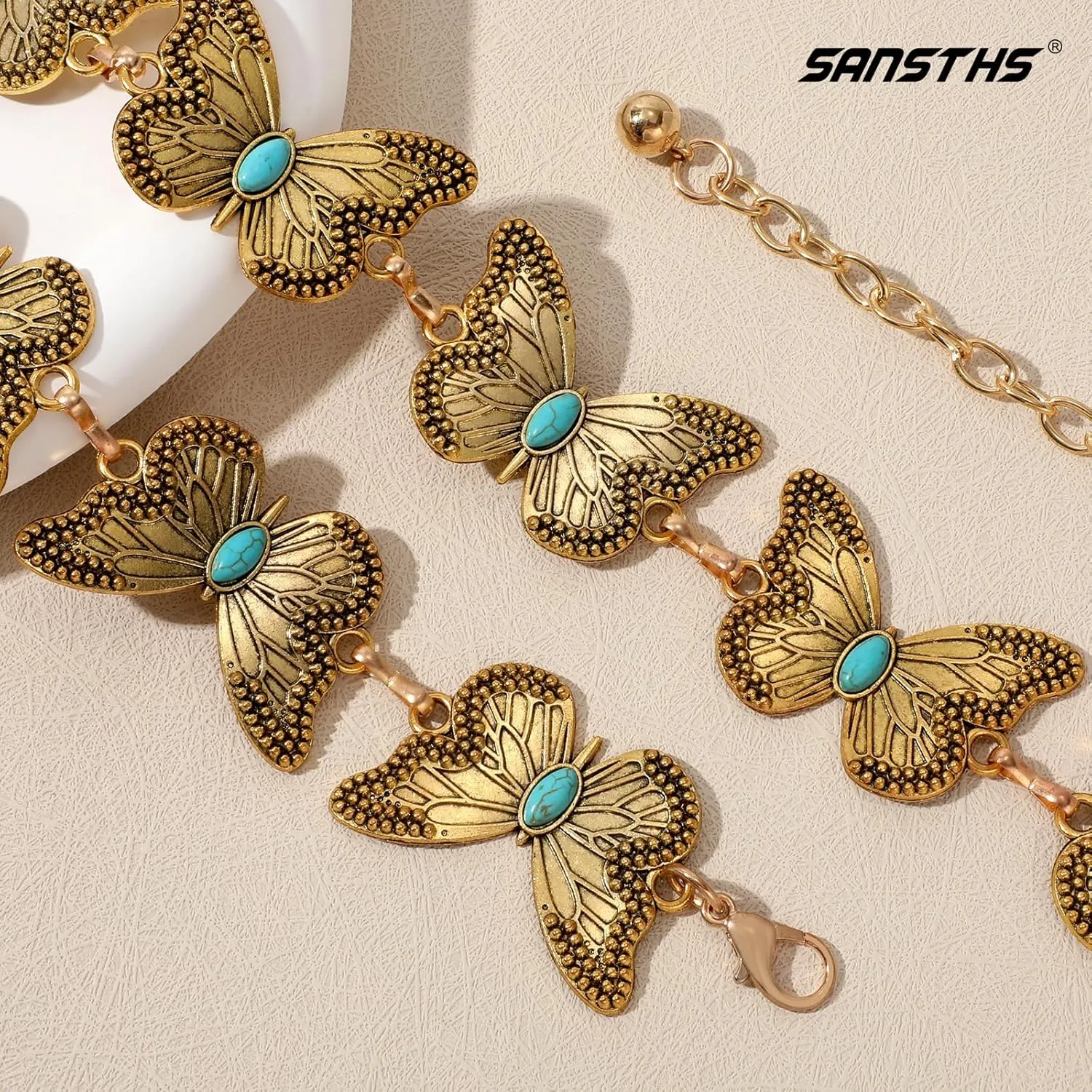 SANSTHS Women Western Metal Chain Belt Cowgirl Waist Chain Belt for Dresses Jeans Concho Gold Chain Hip Belt