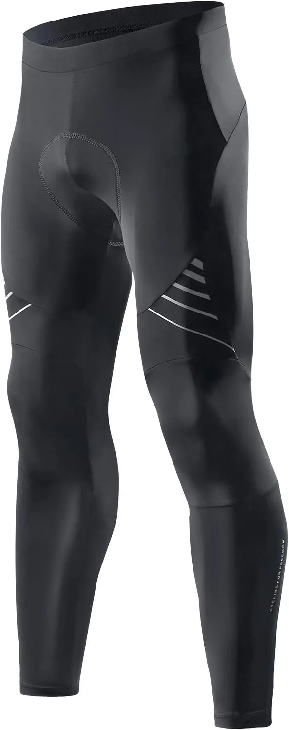 Santic Men's Bike Pants Long 4D Padded Cycling Tights Leggings Outdoor Riding Pants with Zipper Pockets