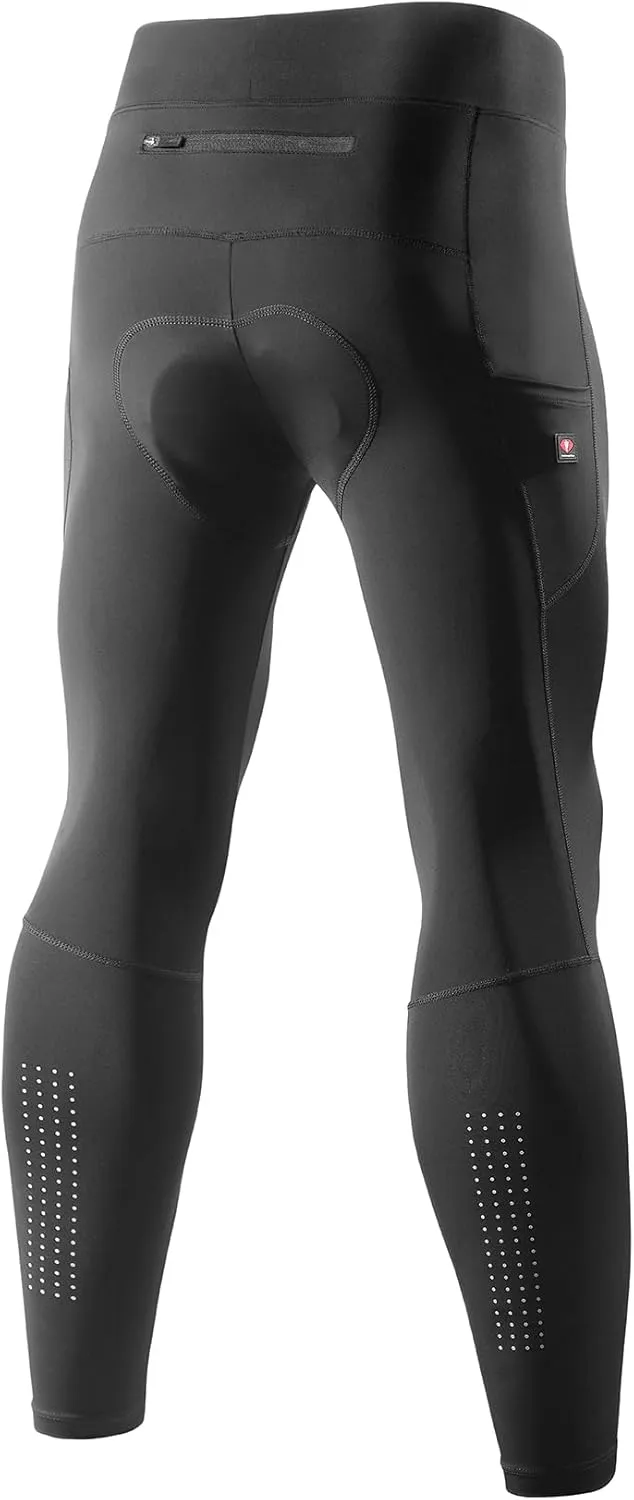 Santic Men's Bike Pants Long 4D Padded Cycling Tights Leggings Outdoor Riding Pants with Zipper Pockets